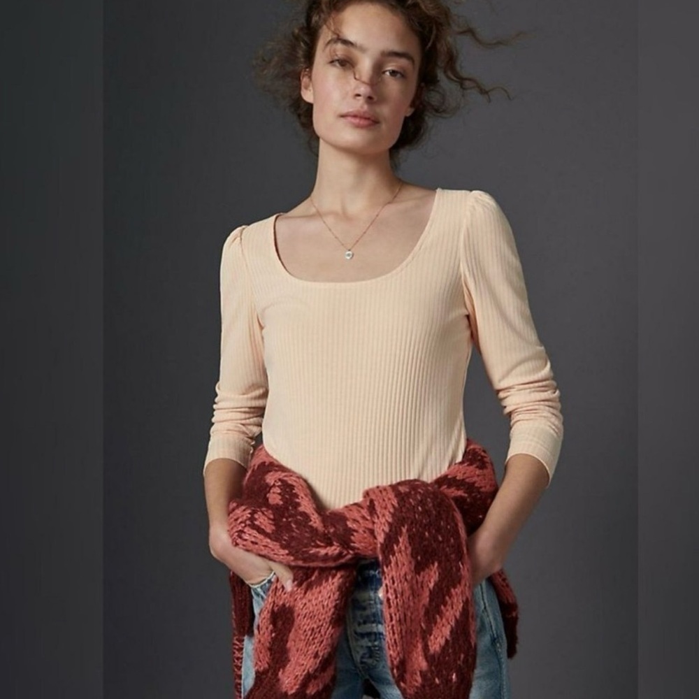 Anthropologie Ribbed Scoop Neck Top - Picture 5 of 5